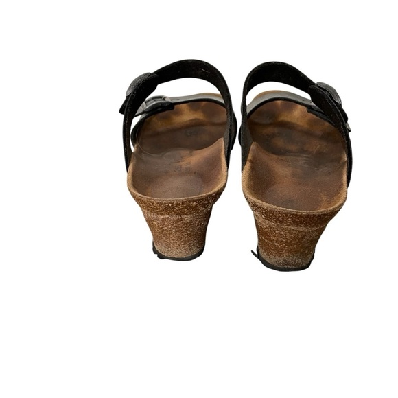 BIRKENSTOCK Papillio Dorothy Graceful Cork Wedge Leather Buckle Sandal Black 10 - Picture 10 of 15